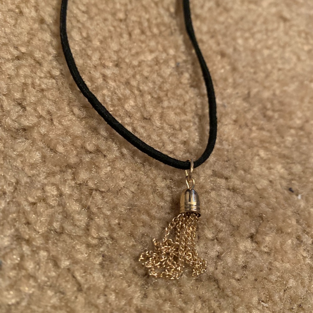 Black with Gold Tassel Chocker Necklace